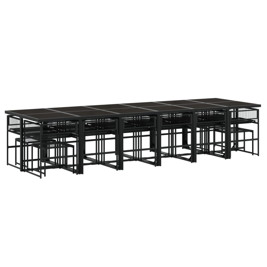 Ensemble à manger de jardin 17 pcs coussins noir résine tressée - XIOS