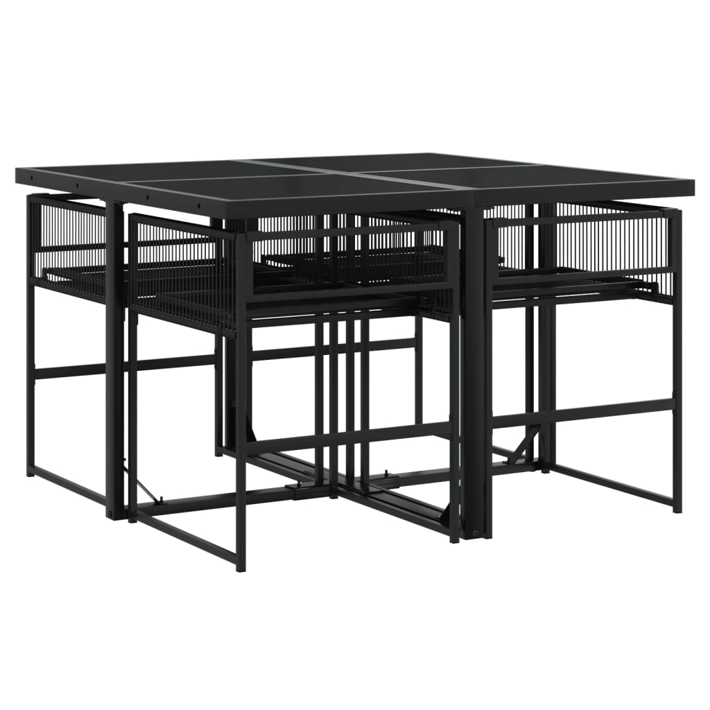 Ensemble à manger de jardin 5 pcs Noir Résine tressée - XIOS