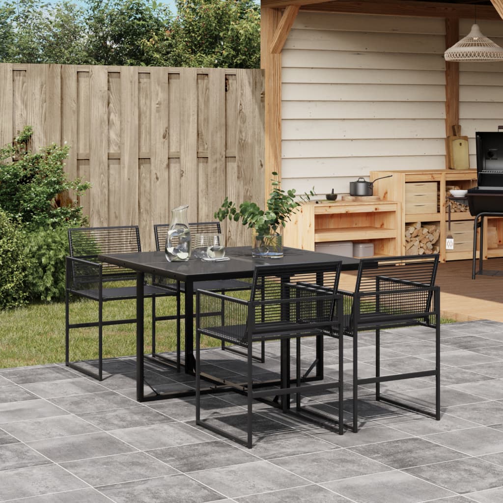 Ensemble à manger de jardin 5 pcs Noir Résine tressée - XIOS