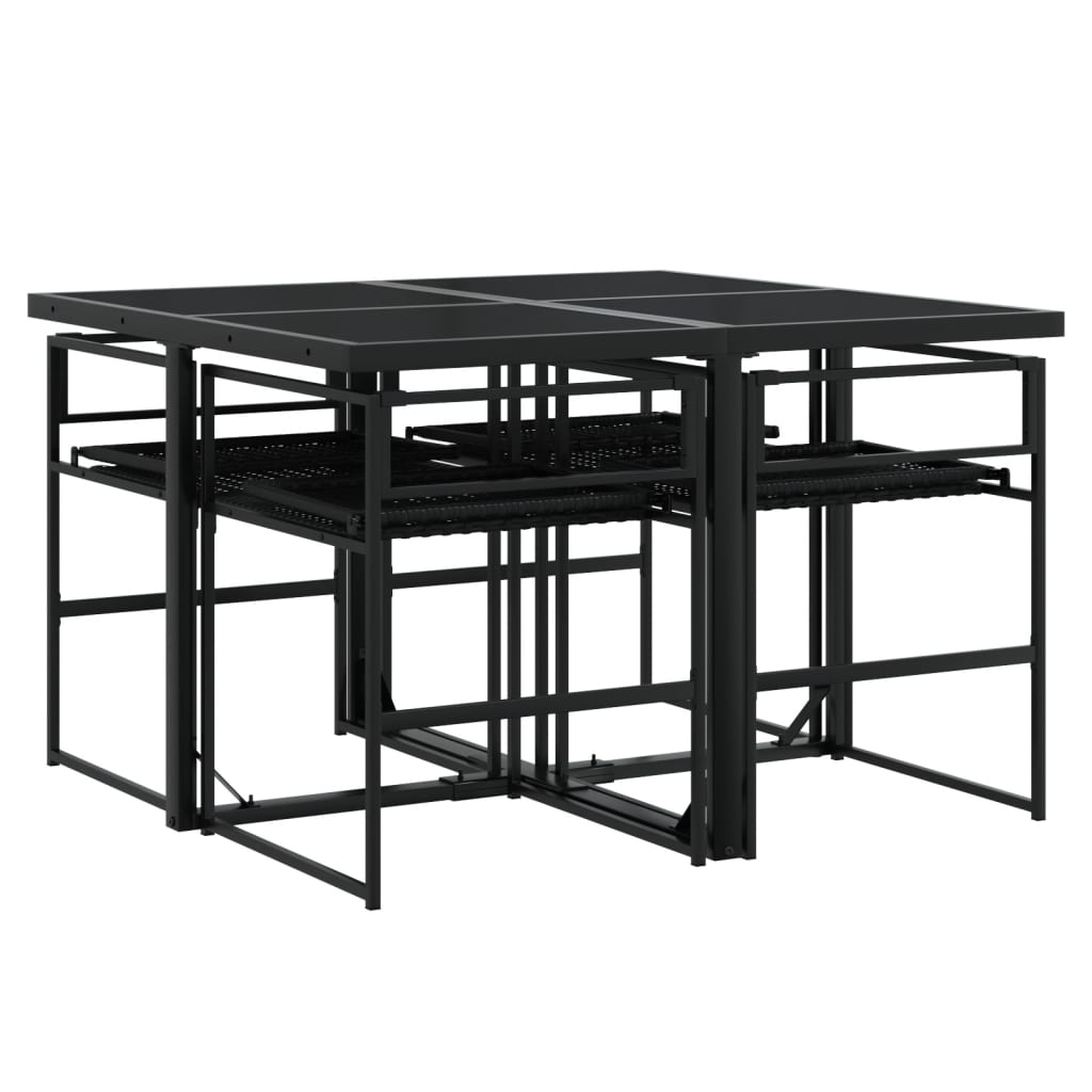 Ensemble à manger de jardin coussins 5pcs noir résine tressée - XIOS