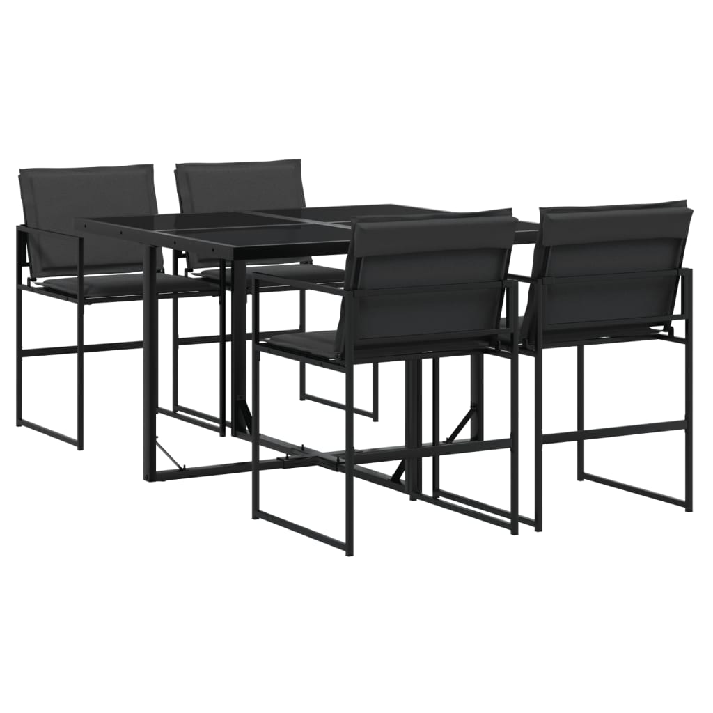 Ensemble à manger de jardin avec coussins 5 pcs noir textilène - XIOS