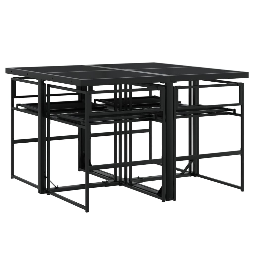Ensemble à manger de jardin avec coussins 5 pcs noir textilène - XIOS