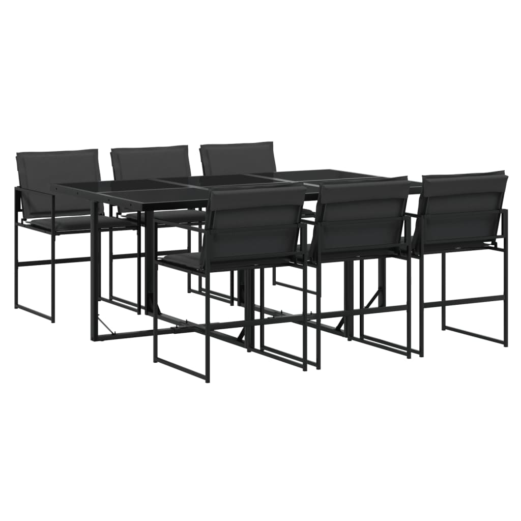 Ensemble à manger de jardin 7 pcs avec coussins noir textilène - XIOS
