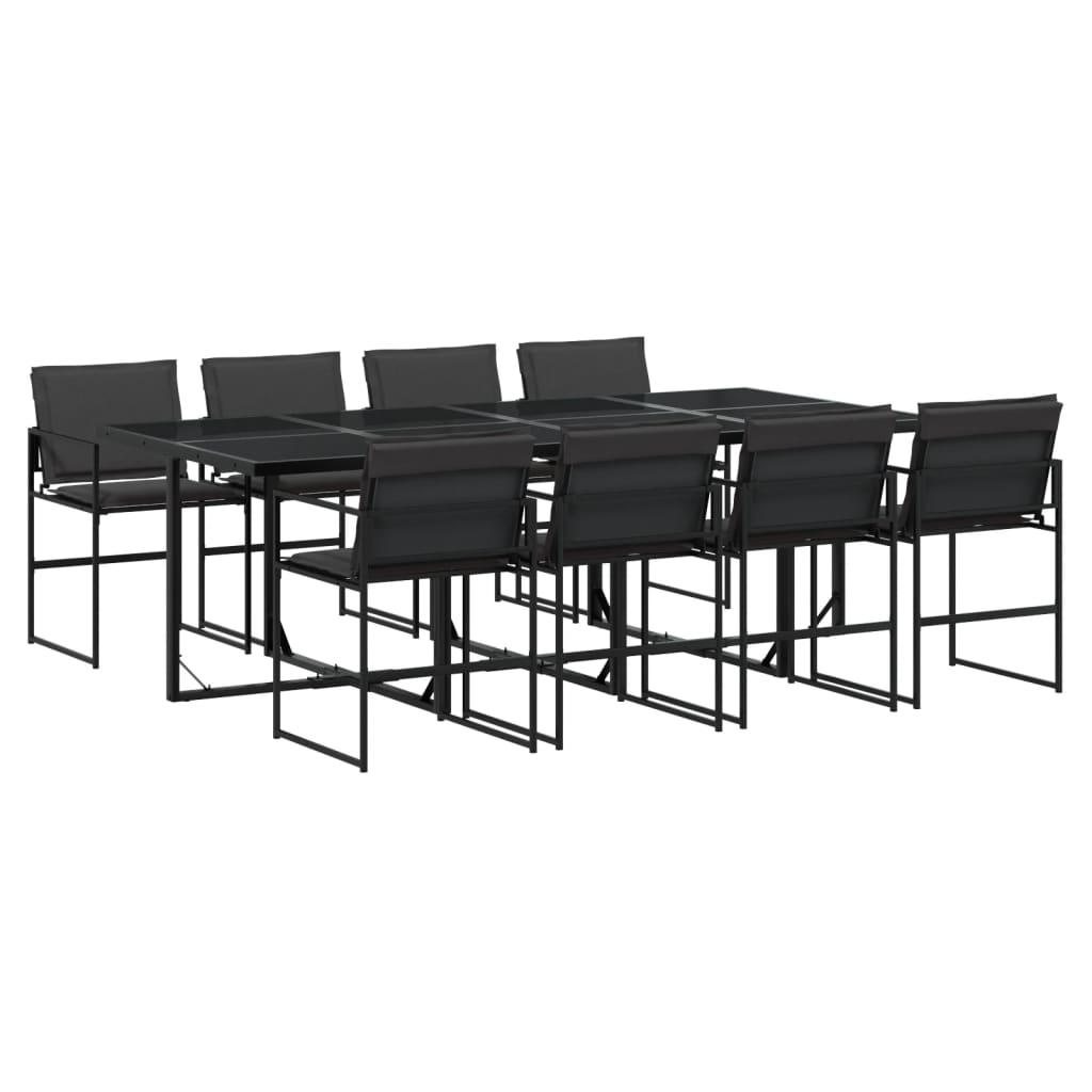 Ensemble à manger de jardin avec coussins 9 pcs noir textilène - XIOS