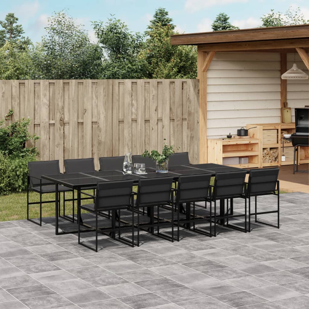 Ensemble à manger de jardin avec coussins 11 pcs noir textilène - XIOS