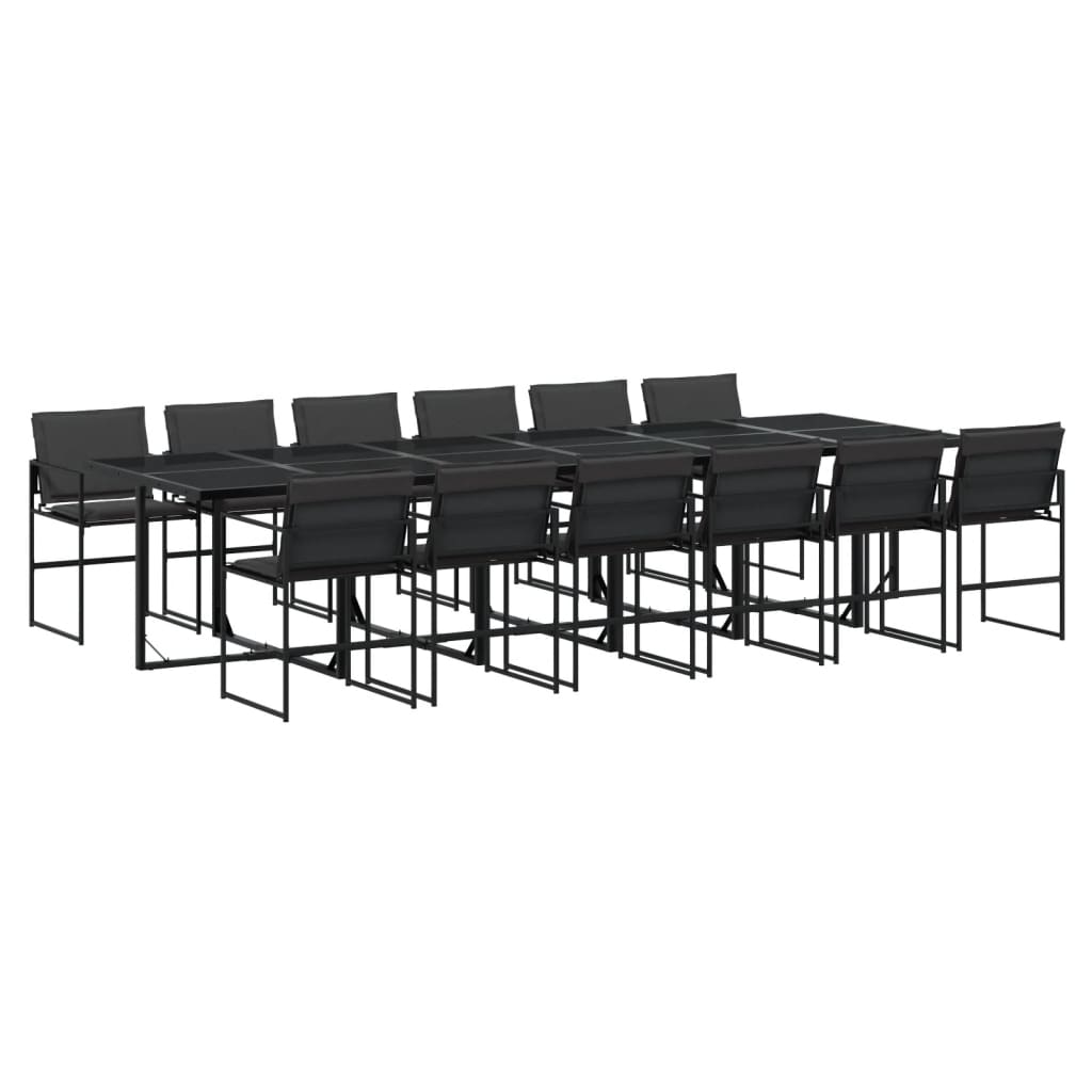 Ensemble à manger de jardin avec coussins 13 pcs noir textilène - XIOS