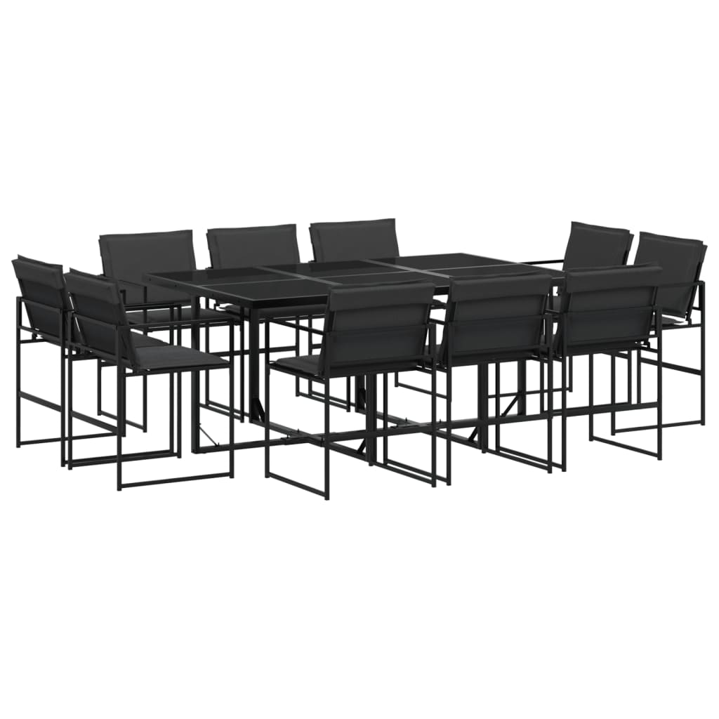 Ensemble à manger de jardin avec coussins 11 pcs noir textilène - XIOS