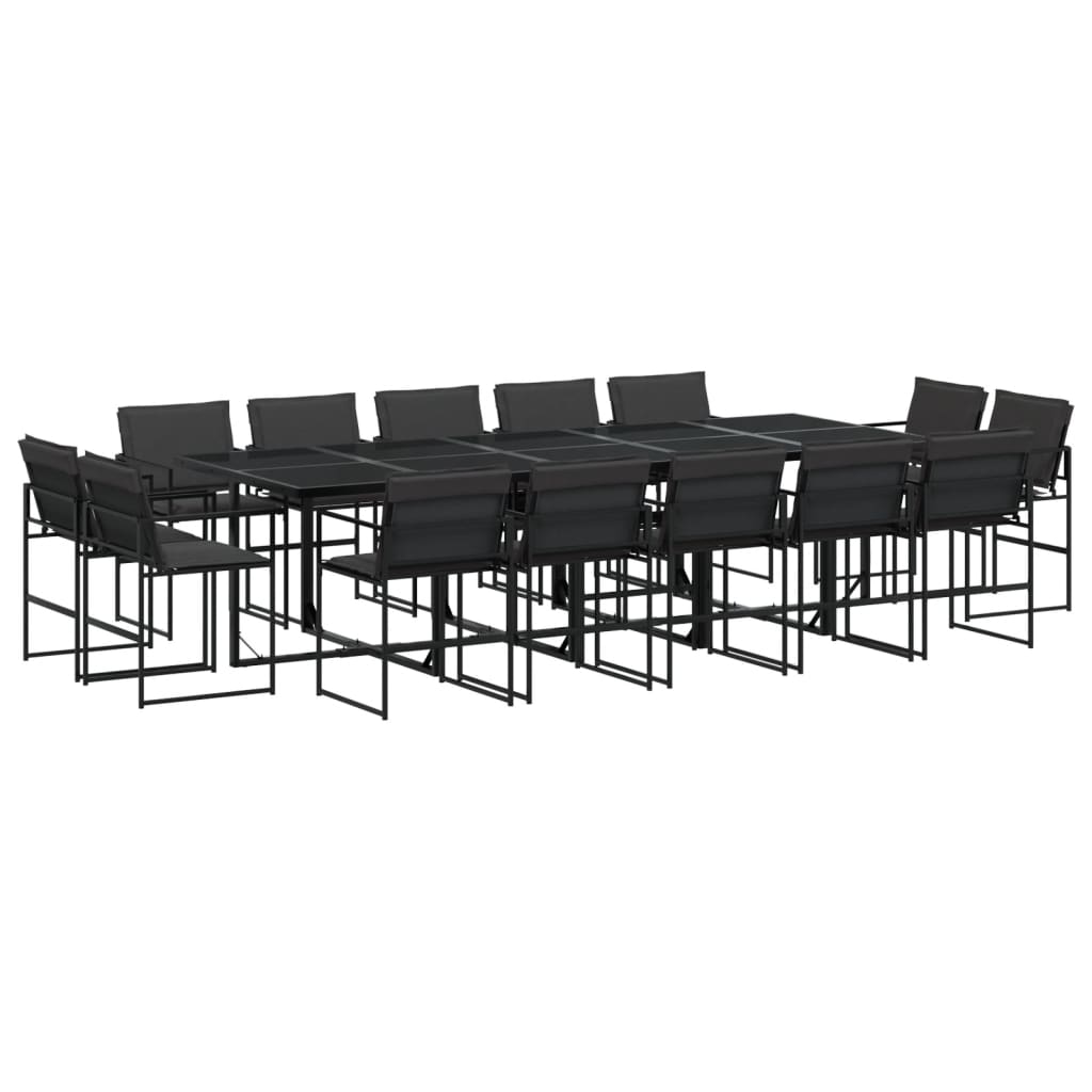 Ensemble à manger de jardin avec coussins 15 pcs noir textilène - XIOS