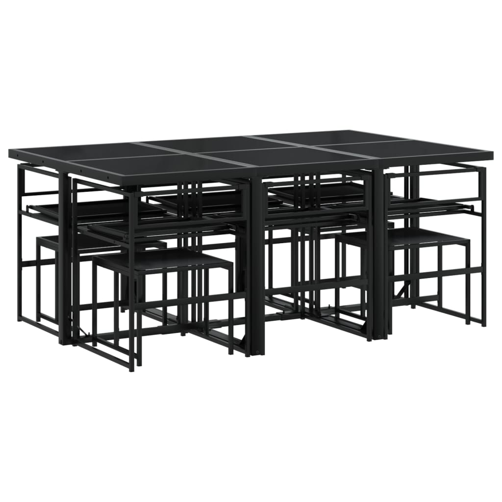 Ensemble à manger de jardin avec coussins 11 pcs noir textilène - XIOS