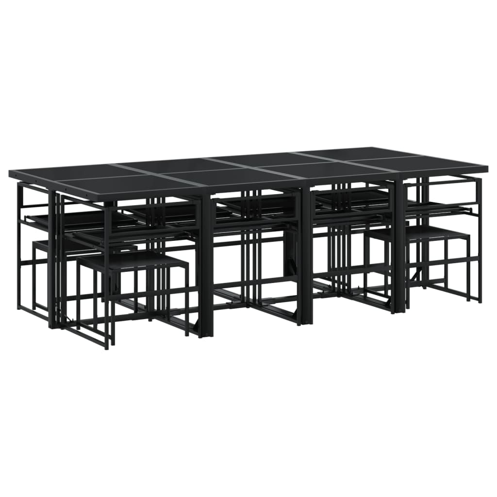 Ensemble à manger de jardin avec coussins 13 pcs noir textilène - XIOS
