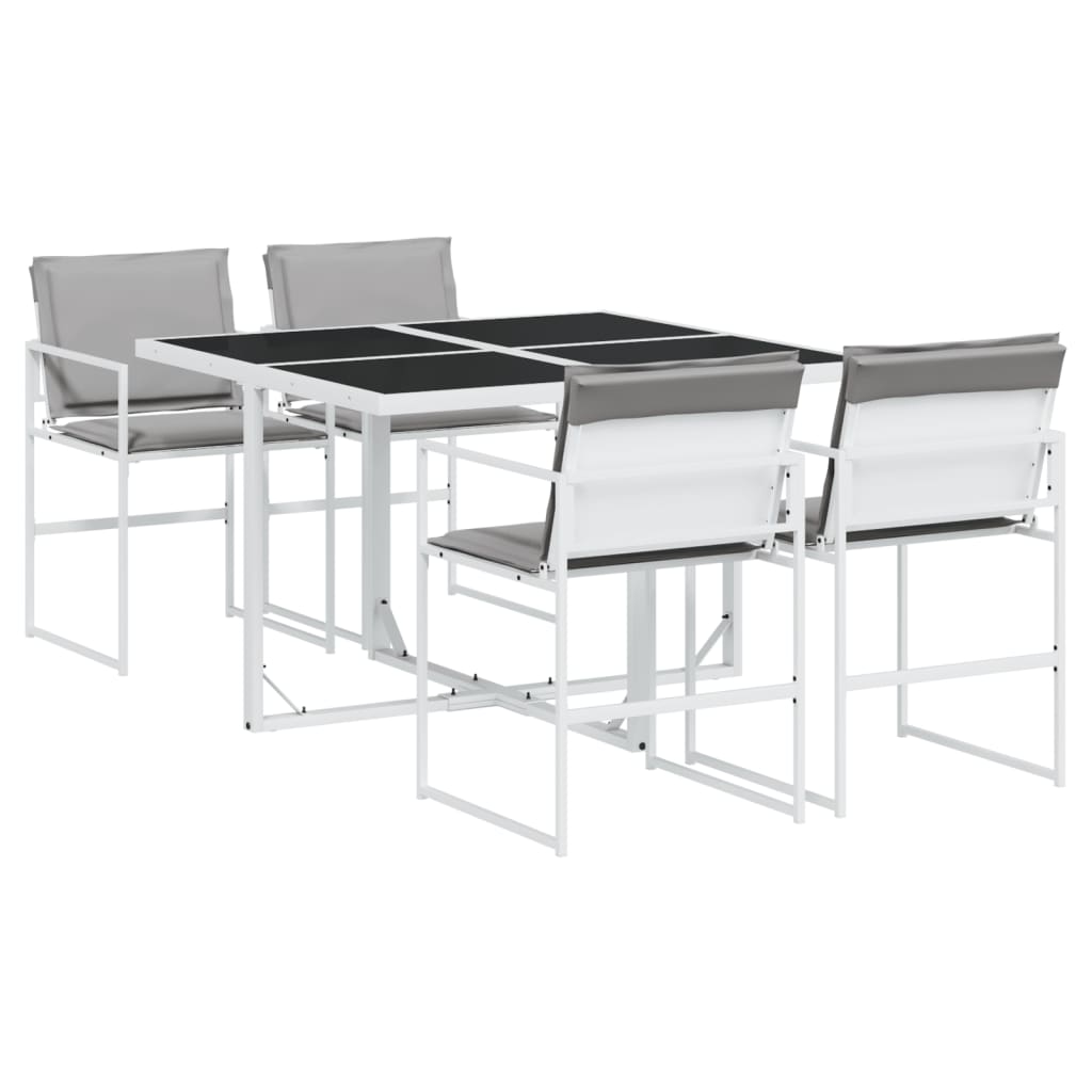 Ensemble à manger de jardin avec coussins 5 pcs blanc textilène - XIOS