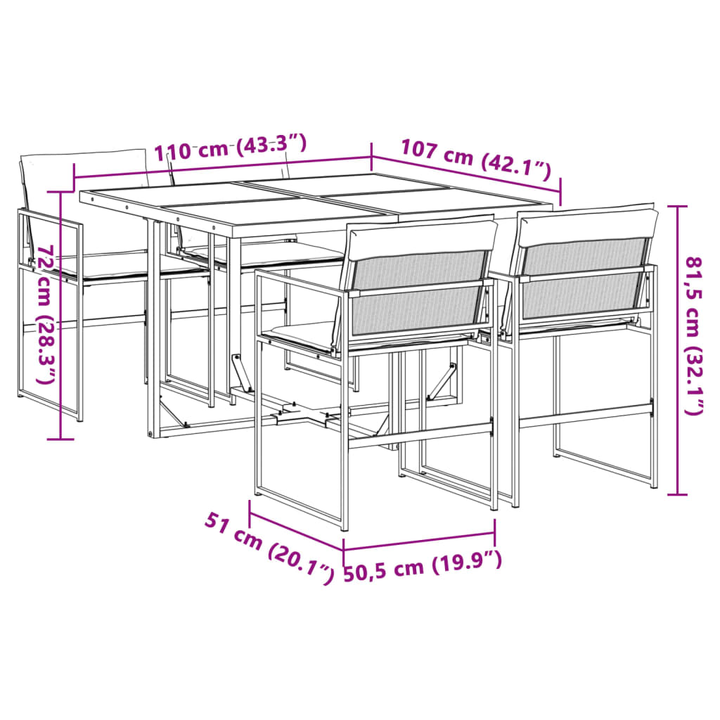 Ensemble à manger de jardin avec coussins 5 pcs blanc textilène - XIOS