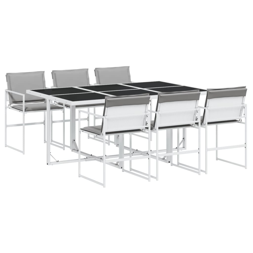 Ensemble à manger de jardin avec coussins 7 pcs blanc textilène - XIOS