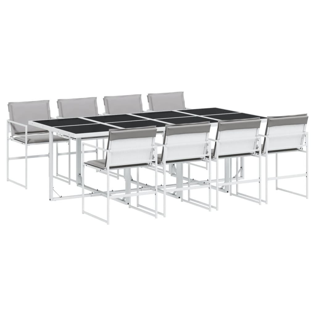 Ensemble à manger de jardin avec coussins 9 pcs blanc textilène - XIOS