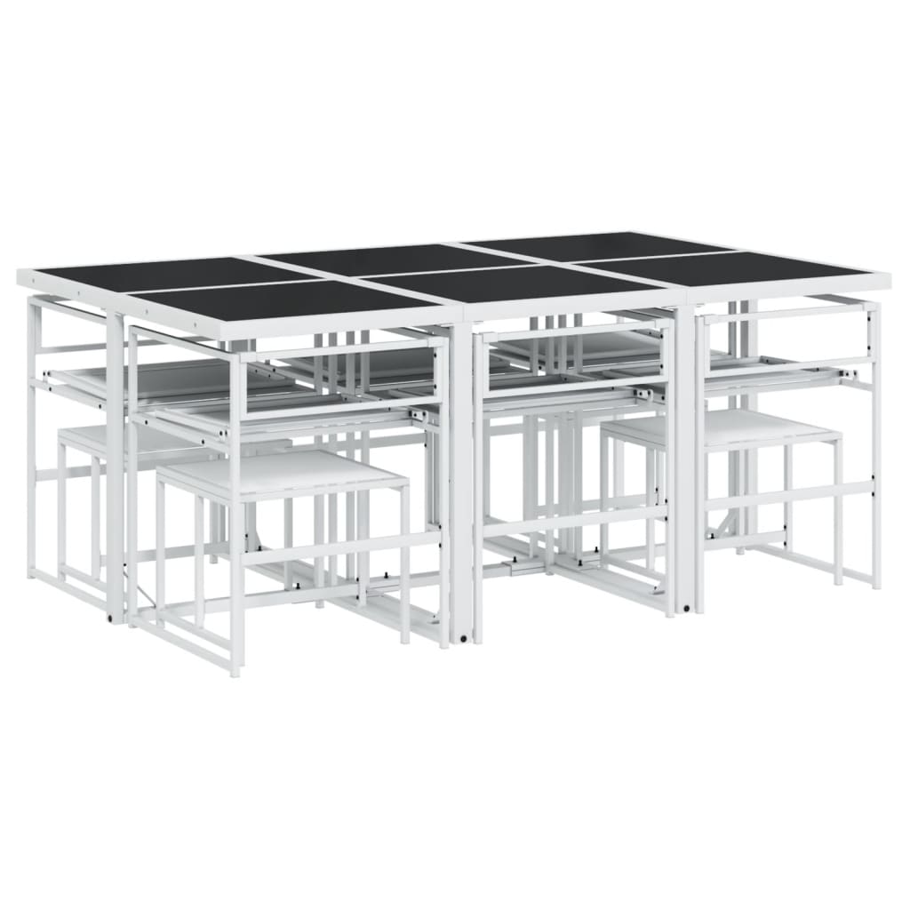 Ensemble à manger de jardin avec coussins 11pcs blanc textilène - XIOS