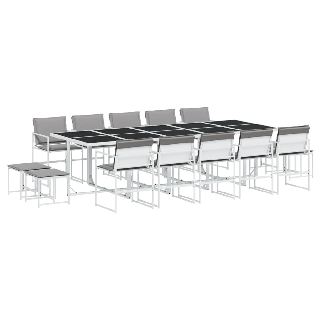 Ensemble à manger de jardin avec coussins 15pcs blanc textilène - XIOS