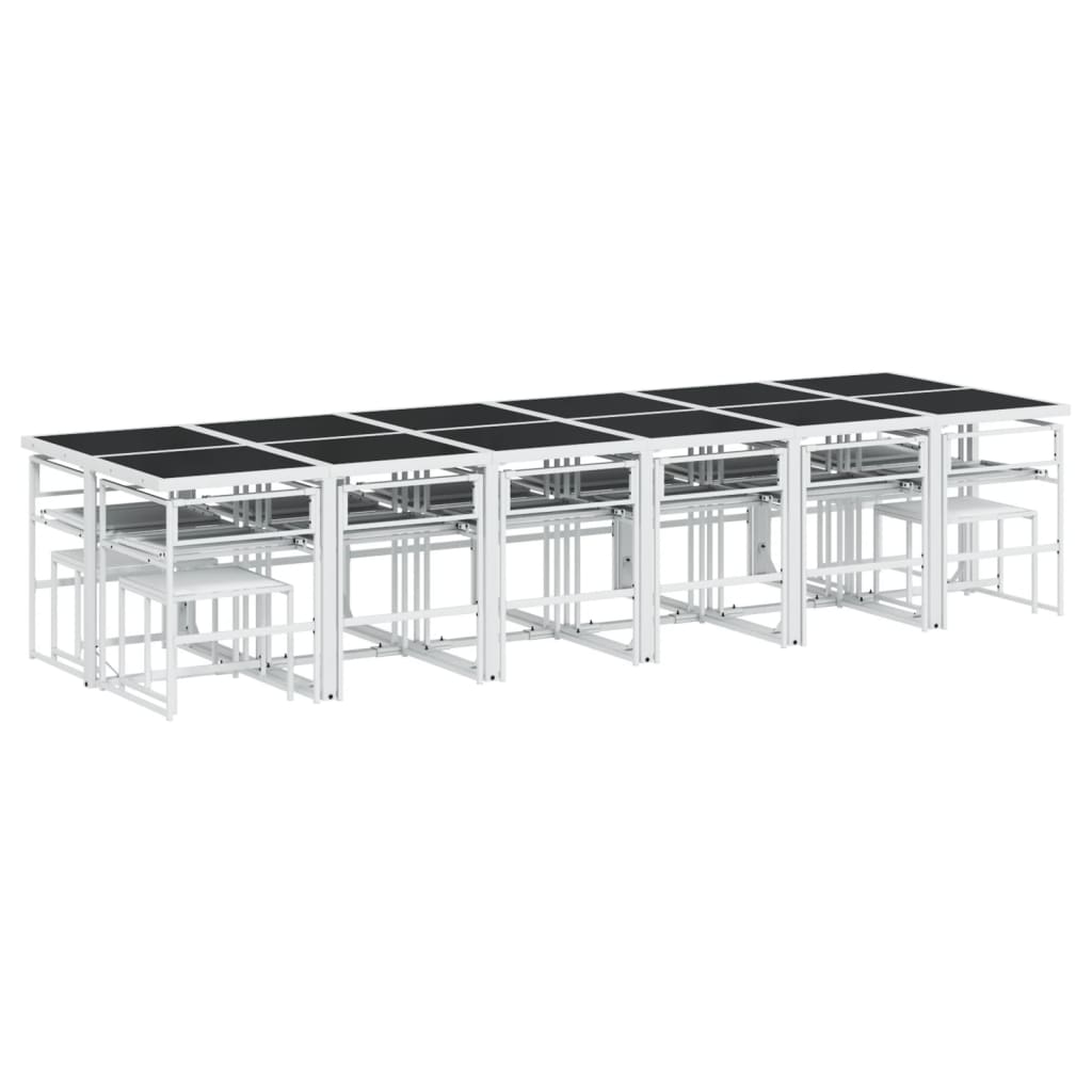 Ensemble à manger de jardin avec coussins 17pcs blanc textilène - XIOS