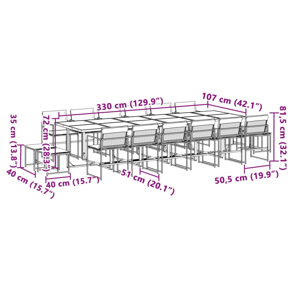 Ensemble à manger de jardin avec coussins 17pcs blanc textilène - XIOS