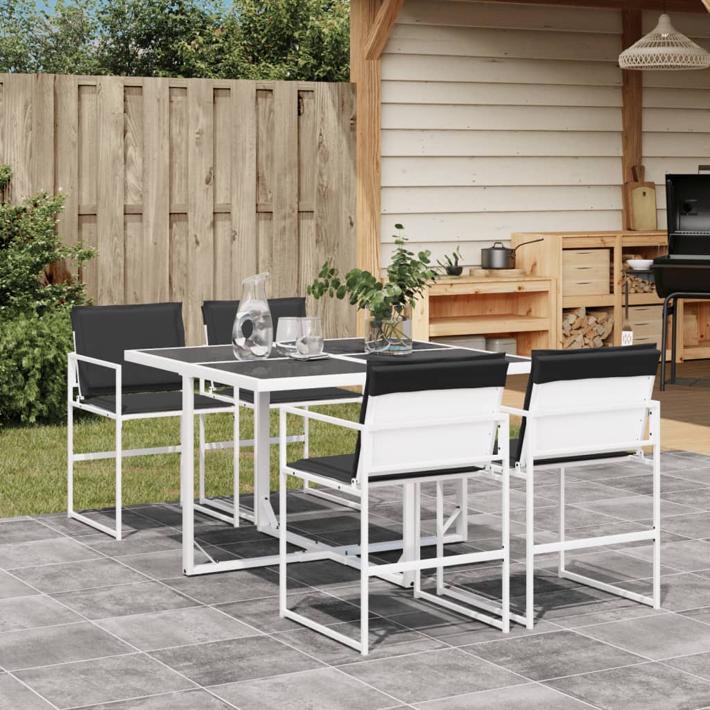 Ensemble à manger de jardin avec coussins 5 pcs blanc textilène - XIOS