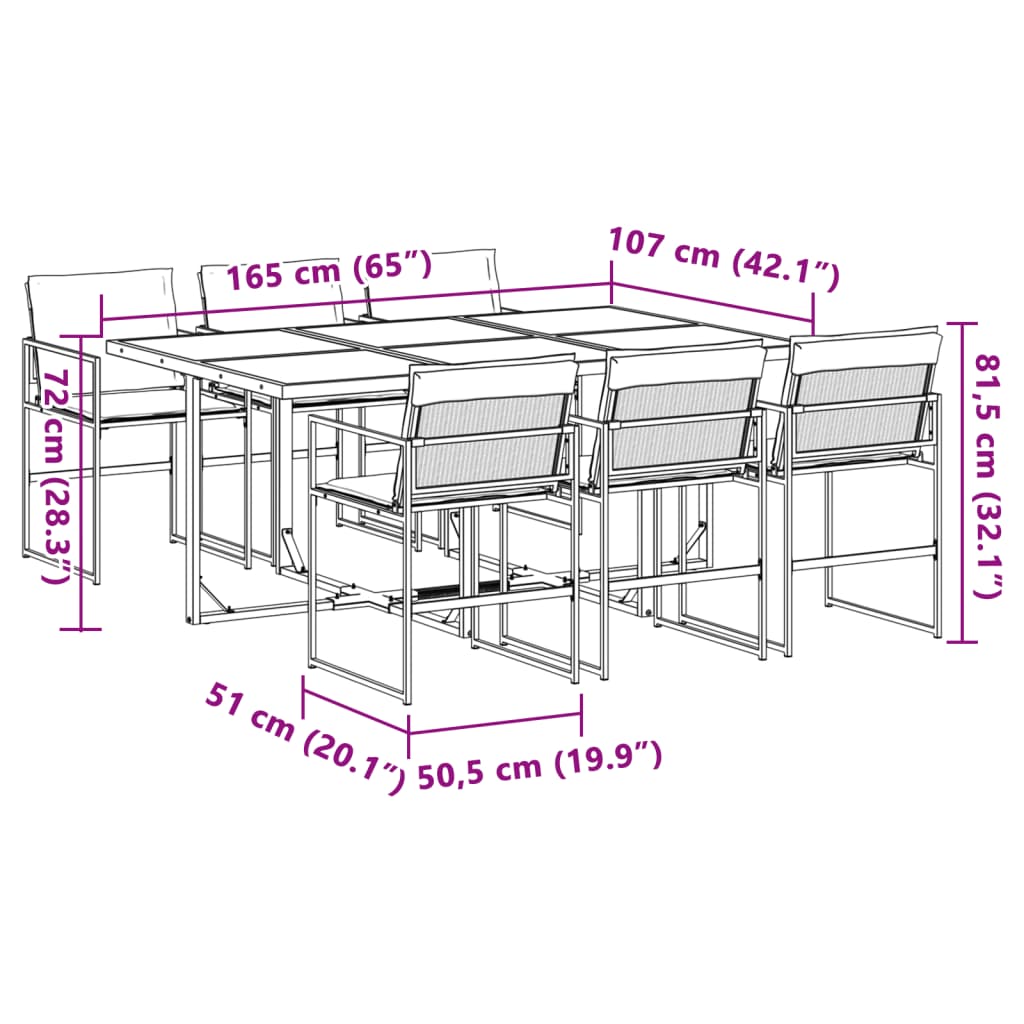 Ensemble à manger de jardin avec coussins 7 pcs blanc textilène - XIOS