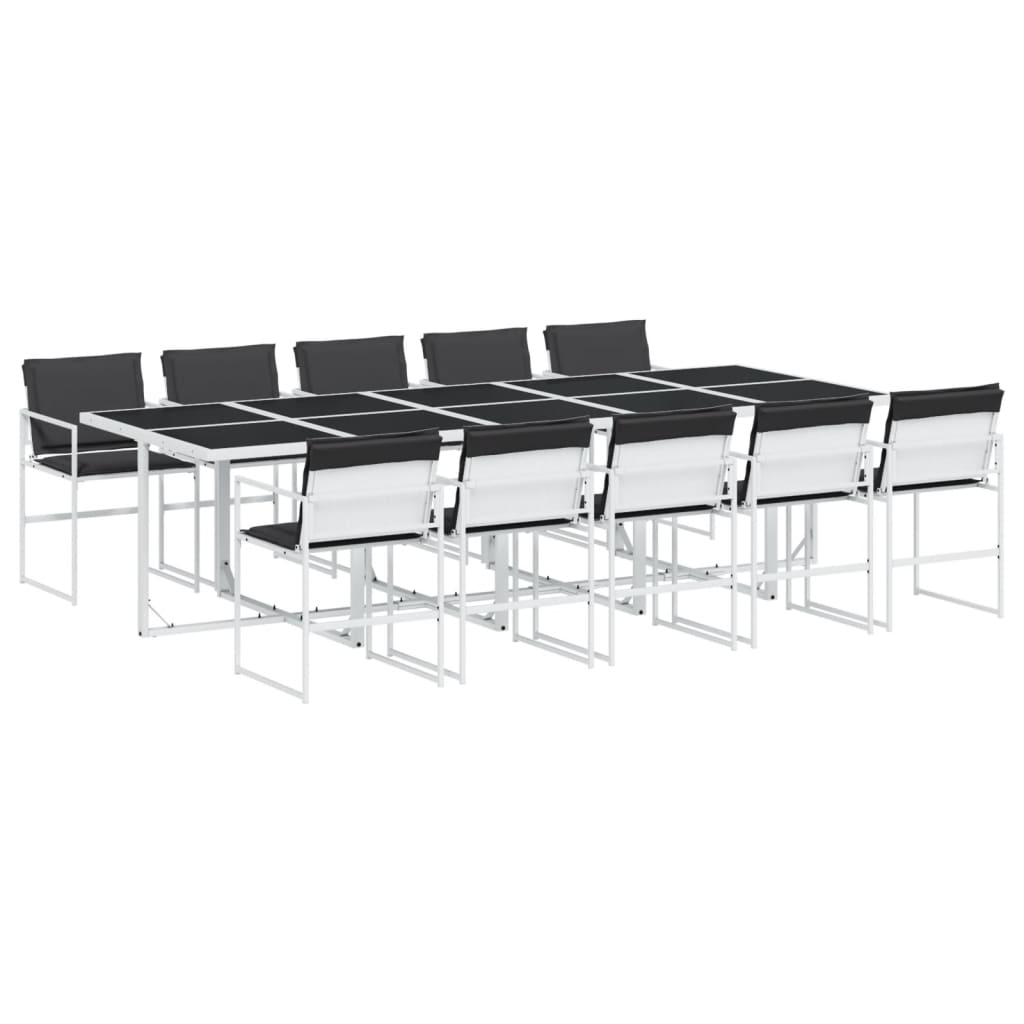Ensemble à manger de jardin avec coussins 11pcs blanc textilène - XIOS