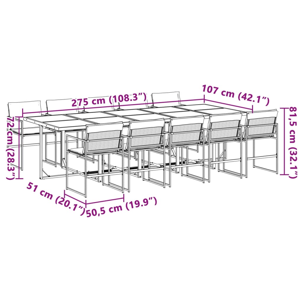 Ensemble à manger de jardin avec coussins 11pcs blanc textilène - XIOS