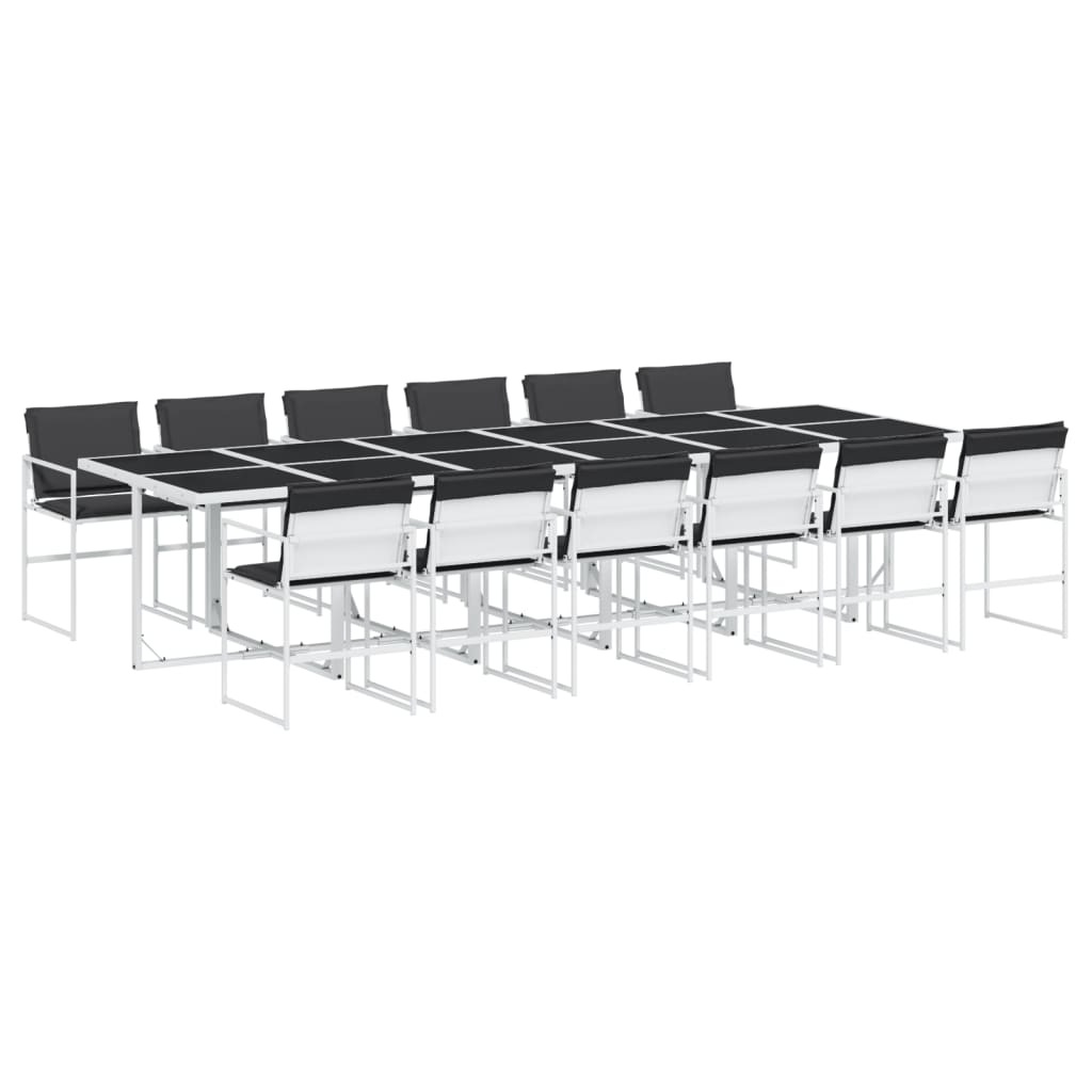 Ensemble à manger de jardin avec coussins 13pcs blanc textilène - XIOS