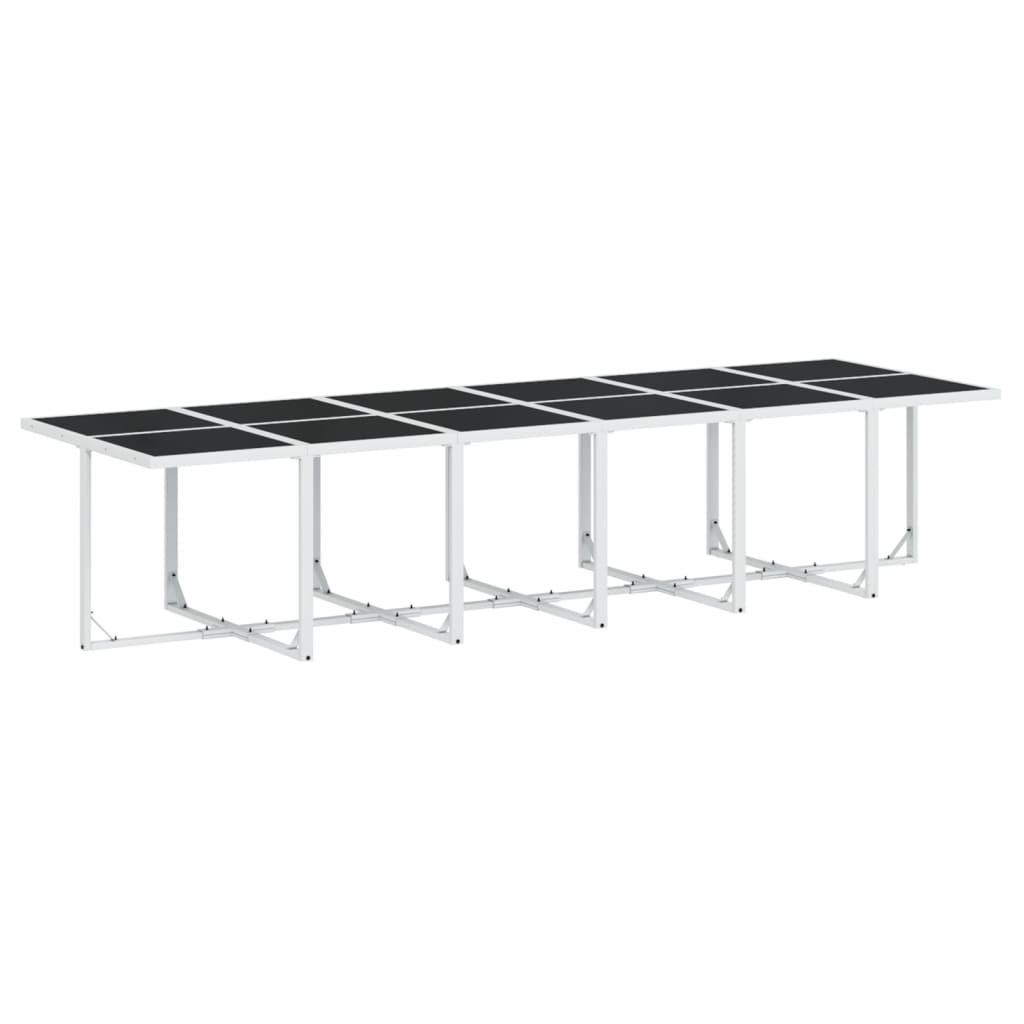 Ensemble à manger de jardin avec coussins 13pcs blanc textilène - XIOS
