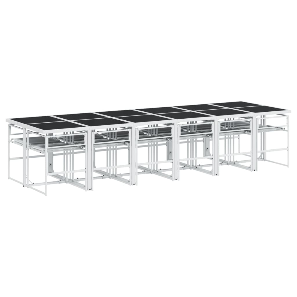 Ensemble à manger de jardin avec coussins 13pcs blanc textilène - XIOS