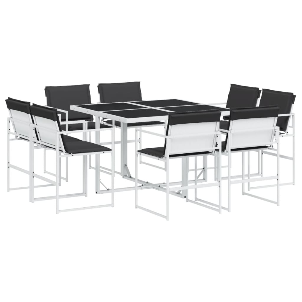 Ensemble à manger de jardin avec coussins 9 pcs blanc textilène - XIOS