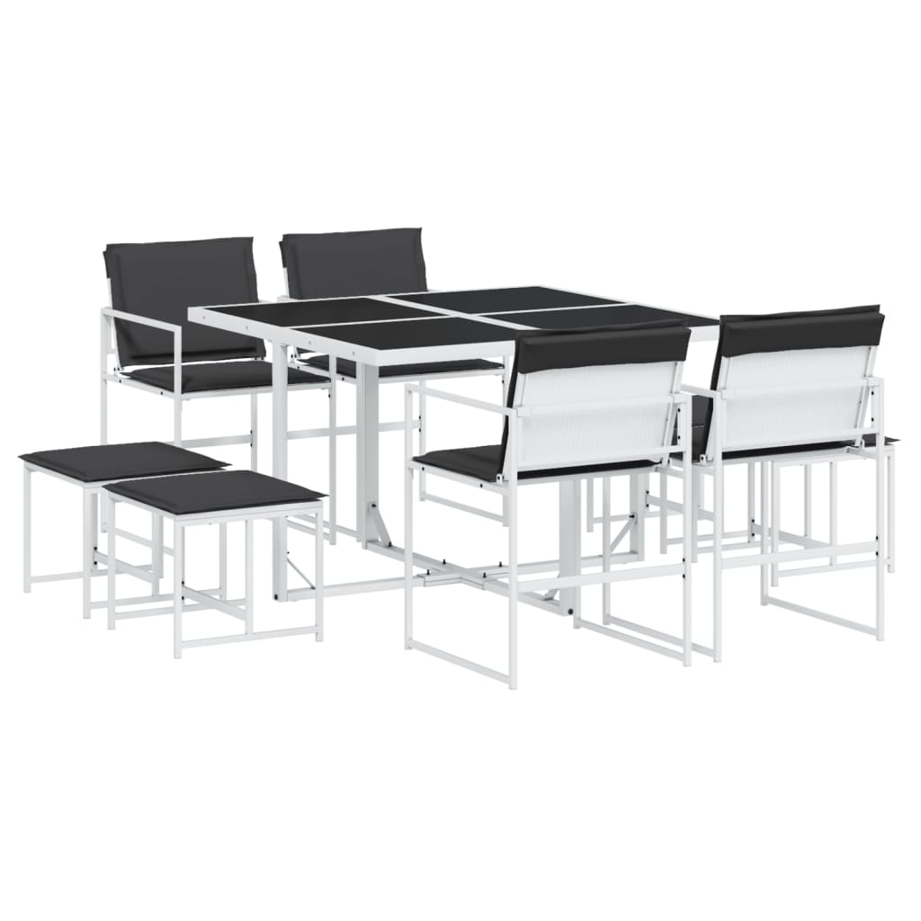Ensemble à manger de jardin avec coussins 9 pcs blanc textilène - XIOS