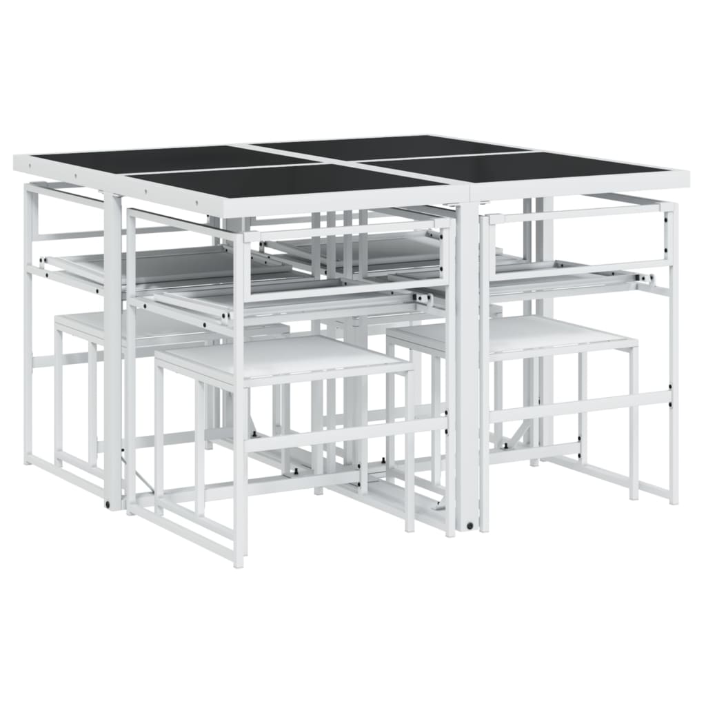 Ensemble à manger de jardin avec coussins 9 pcs blanc textilène - XIOS