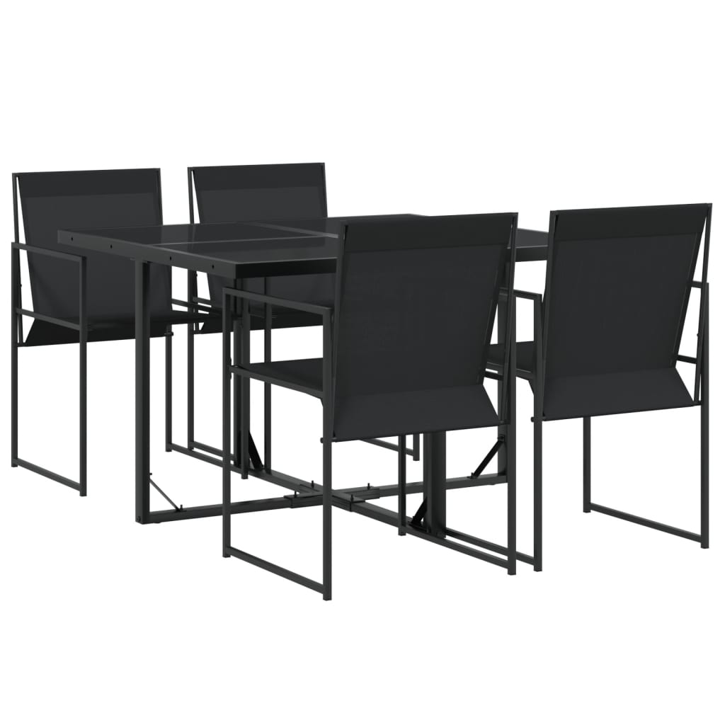 Ensemble à manger de jardin 5 pcs noir textilène - XIOS