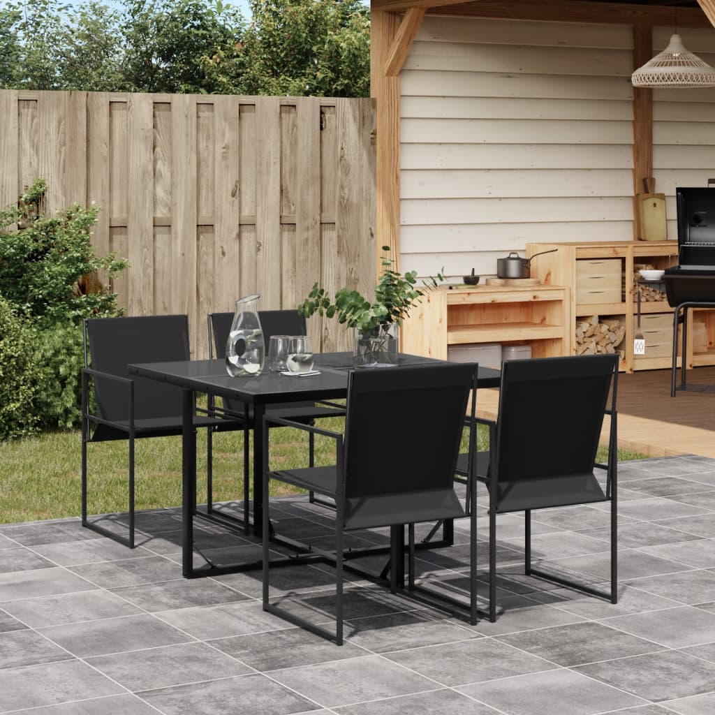 Ensemble à manger de jardin 5 pcs noir textilène - XIOS