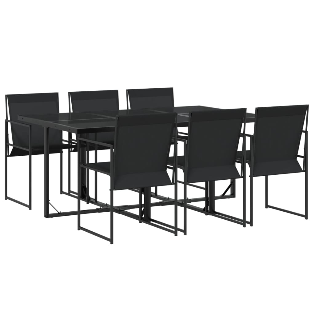 Ensemble à manger de jardin 7 pcs noir textilène - XIOS