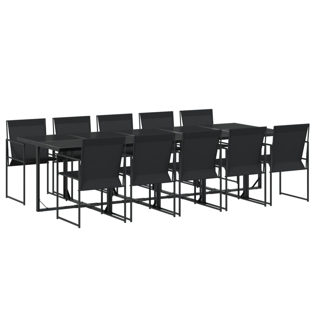 Ensemble à manger de jardin 11 pcs noir textilène - XIOS