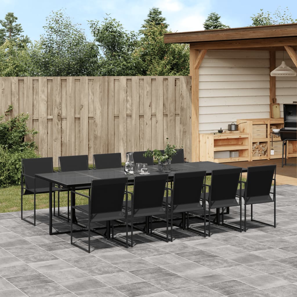 Ensemble à manger de jardin 11 pcs noir textilène - XIOS