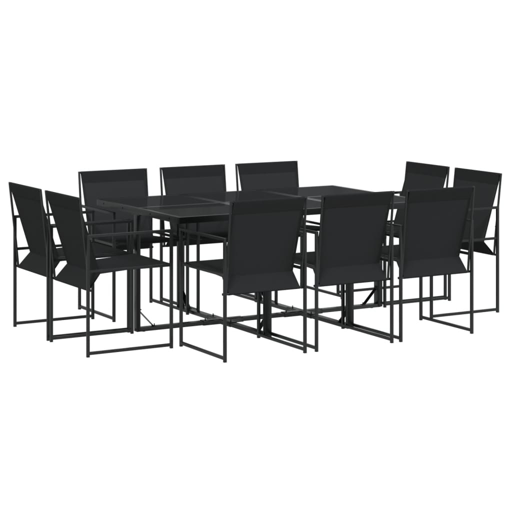 Ensemble à manger de jardin 11 pcs noir textilène - XIOS