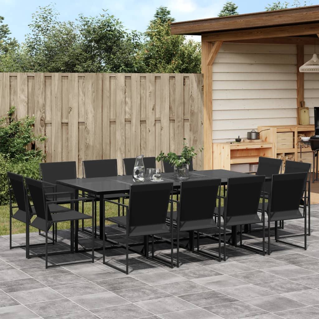Ensemble à manger de jardin 13 pcs noir textilène - XIOS