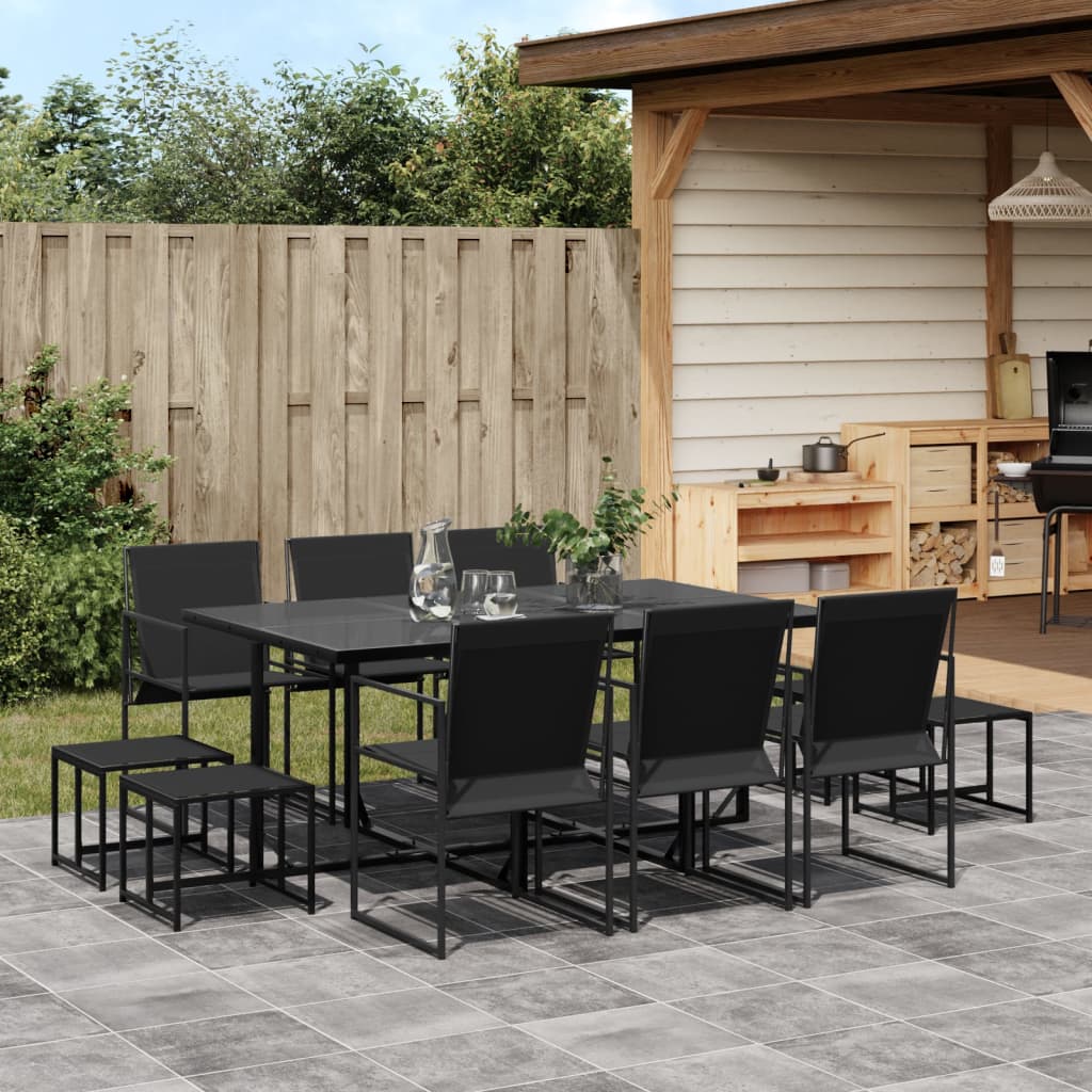 Ensemble à manger de jardin 11 pcs noir textilène - XIOS