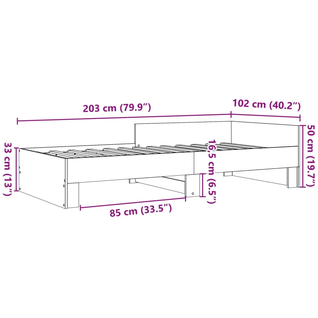 Cadre de lit sans matelas sonoma gris 100x200 cm - XIOS