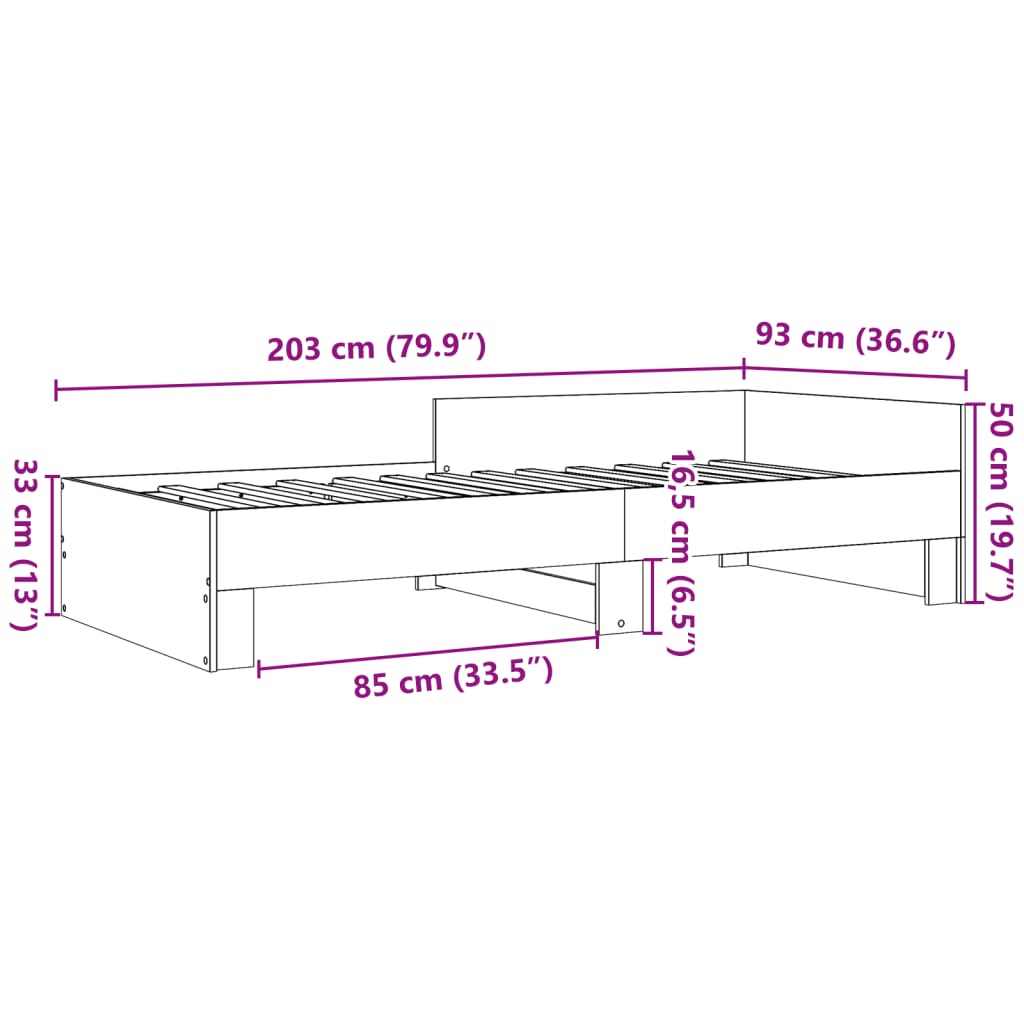 Cadre de lit sans matelas gris béton 90x200cm bois d'ingénierie - XIOS