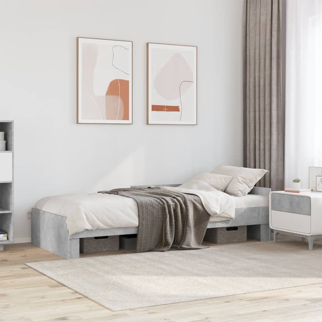 Cadre de lit sans matelas gris béton 90x200cm bois d'ingénierie - XIOS
