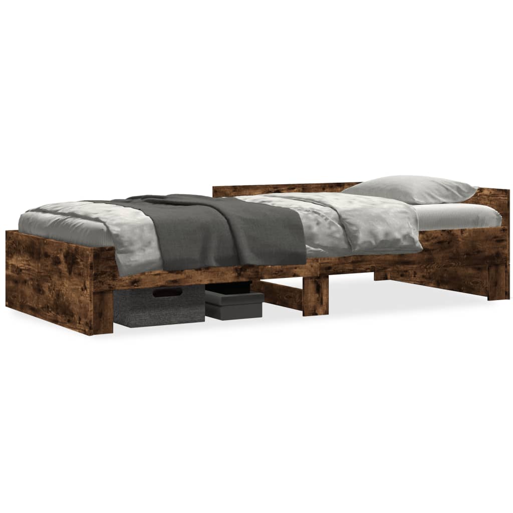Cadre de lit sans matelas chêne fumé 90x200cm bois d'ingénierie - XIOS