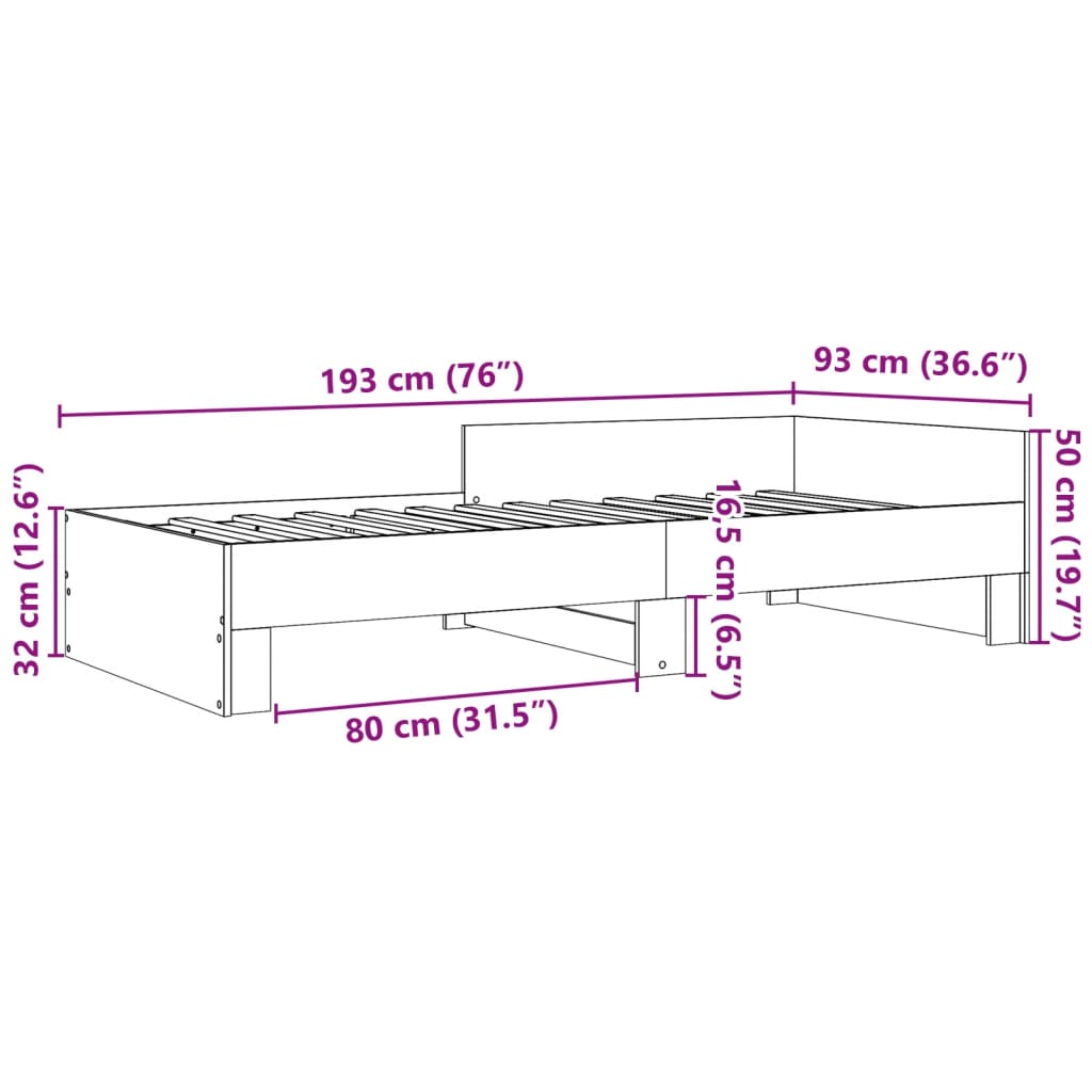 Cadre de lit sans matelas sonoma gris 90x190 cm - XIOS