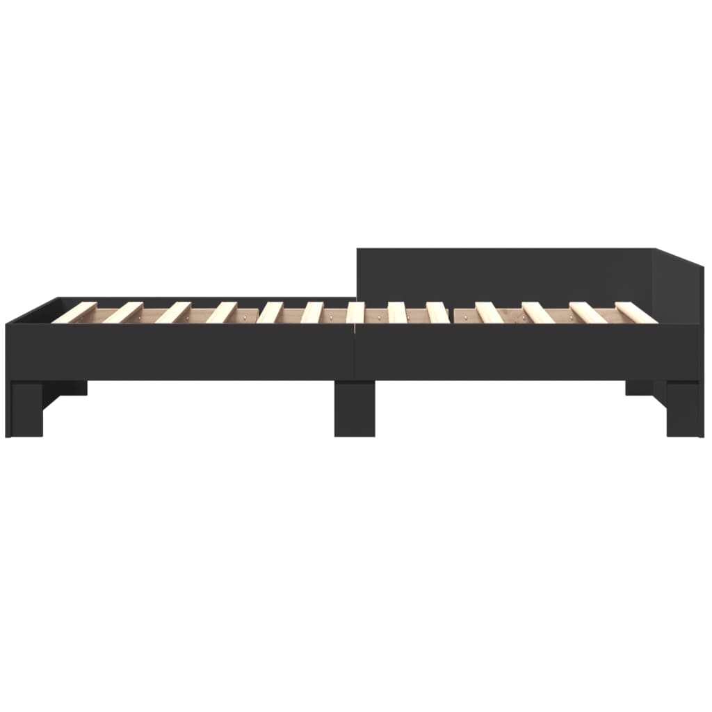 Cadre de lit sans matelas noir 75x190 cm bois ingénierie - XIOS