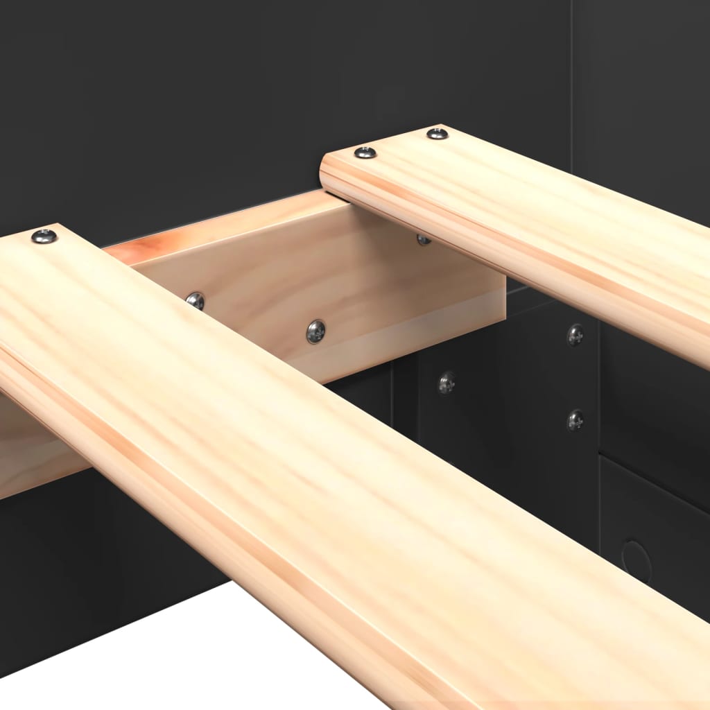 Cadre de lit sans matelas noir 75x190 cm bois ingénierie - XIOS