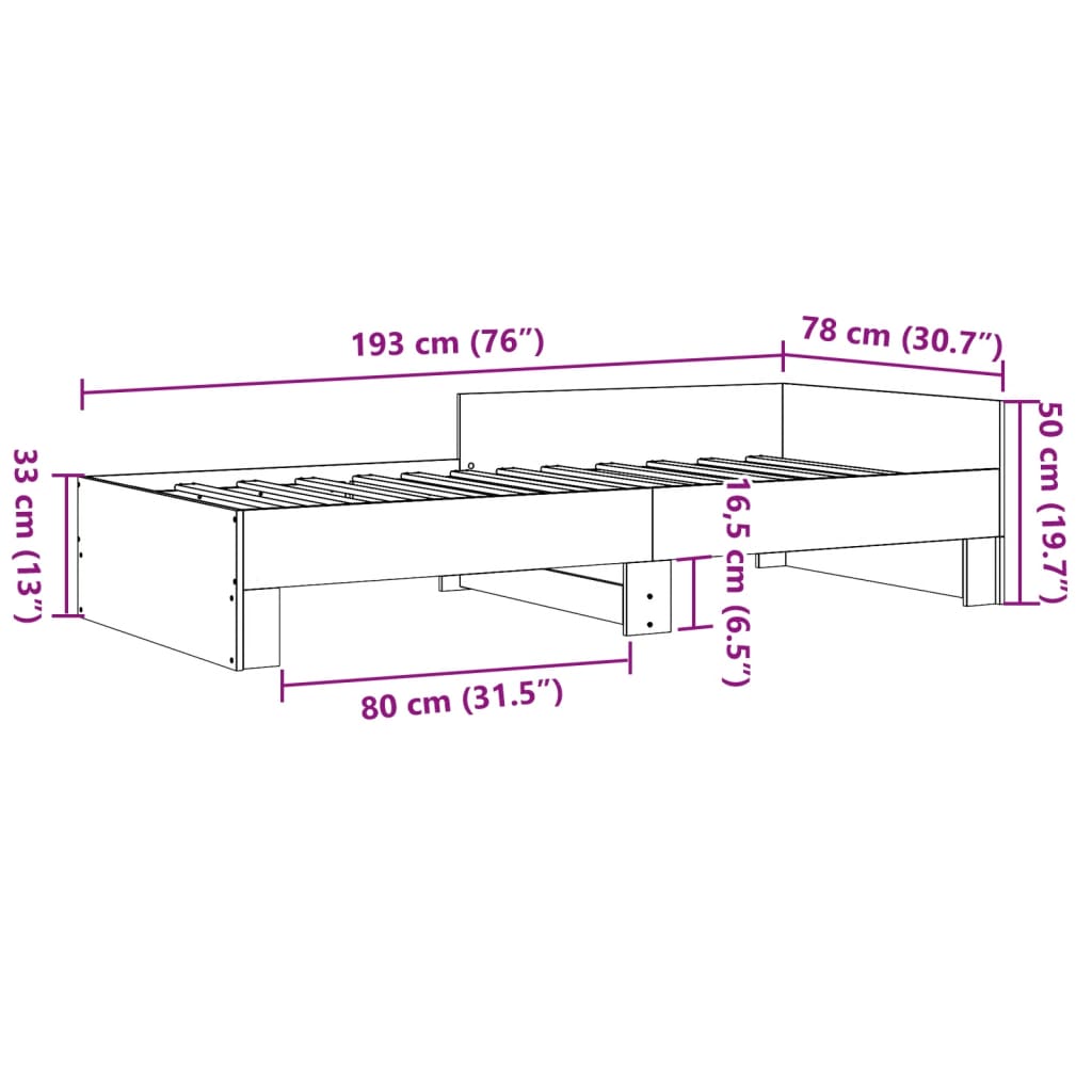 Cadre de lit sans matelas chêne sonoma 75x190 cm - XIOS