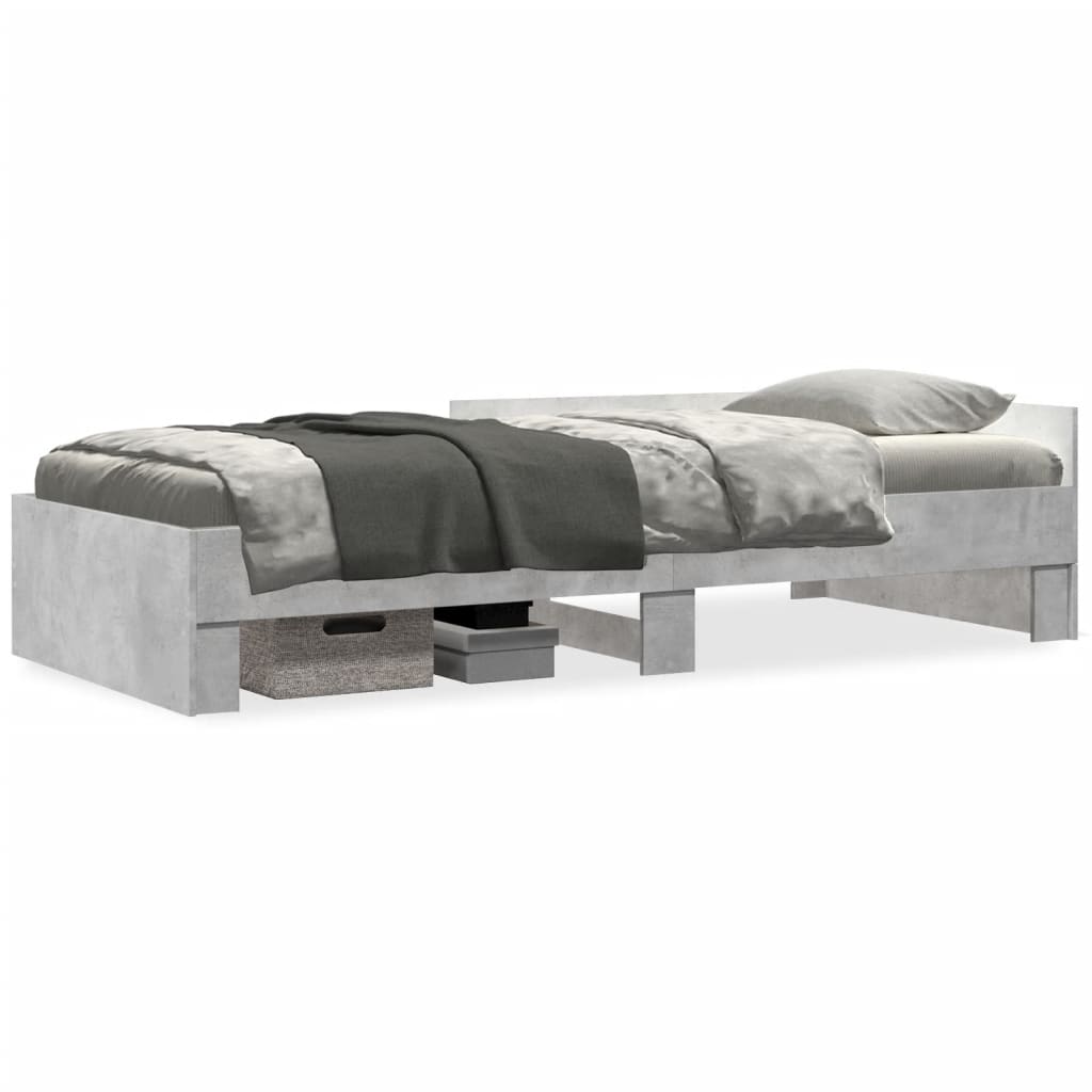 Cadre de lit sans matelas gris béton 75x190cm bois d'ingénierie - XIOS