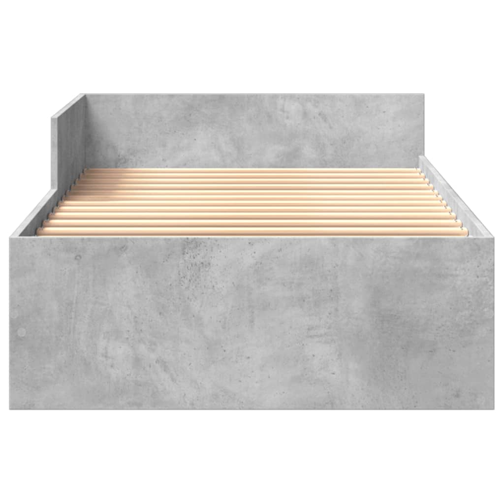 Cadre de lit sans matelas gris béton 75x190cm bois d'ingénierie - XIOS